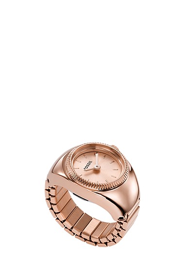 Watch Ring 15mm Two-Hand Rose Gold-Tone Stainless Steel