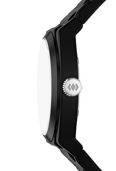 Everett 42mm Three-Hand Black Silicone Watch - Image 4