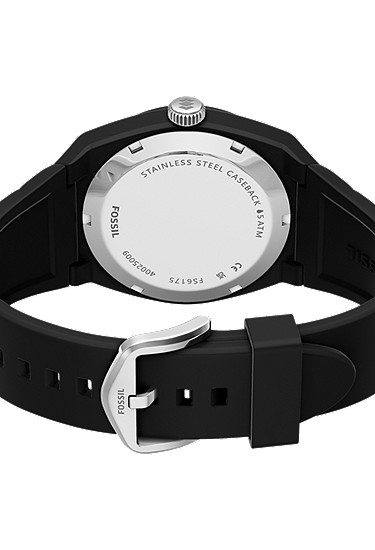 Everett 42mm Three-Hand Black Silicone Watch - Image 6