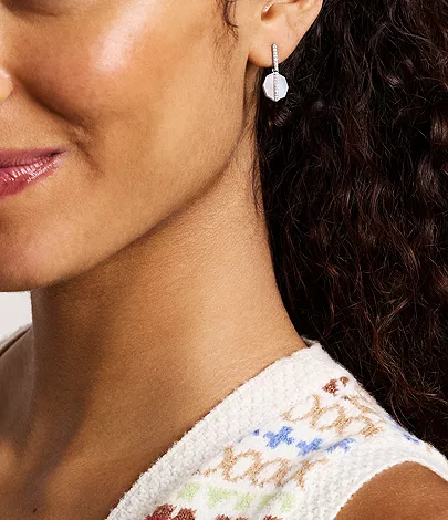 Merrit Timeless Mother Of Pearl Silver-Tone Stainless Steel Drop Earrings - Image 2
