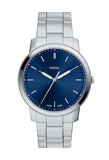 Minimalist 44mm Three-Hand Stainless Steel Watch