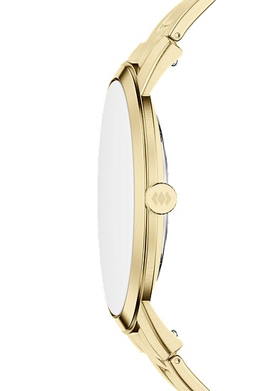 Minimalist 44mm Three-Hand Gold-Tone Stainless Steel Watch - Image 4