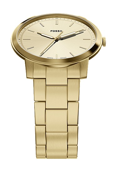 Minimalist 44mm Three-Hand Gold-Tone Stainless Steel Watch - Image 5