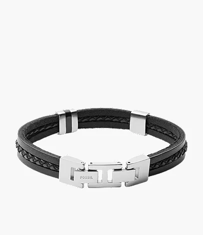 Leather Essentials Black Leather Multi-Strand Bracelet - Image 2