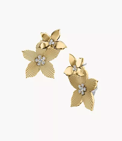 Sutton The Flower Collection Gold-Tone Stainless Steel Climber Earrings - Image 3