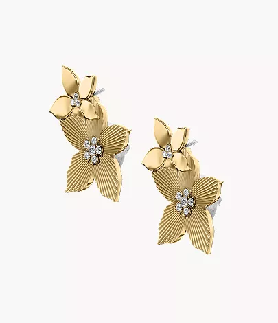 Sutton The Flower Collection Gold-Tone Stainless Steel Climber Earrings - Image 4