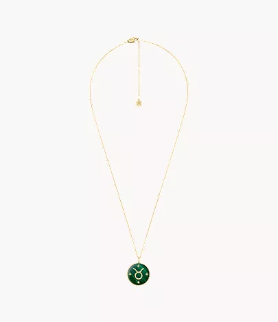 Taurus Sutton Zodiac Gold-Tone Stainless Steel Green Malachite Pendant Necklace - Image 4