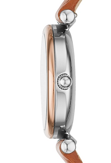 Carlie Mini 28mm Three-Hand Tan Leather Watch - Image 3