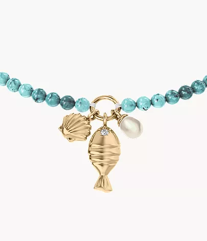 Sutton By The Sea Turquoise Blue Acrylic Beaded Shell Bracelet - Image 3