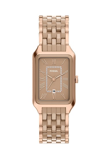 Raquel 26mm Three-Hand Date Rose Gold-Tone Stainless Steel & Salted Caramel Ceramic Watch