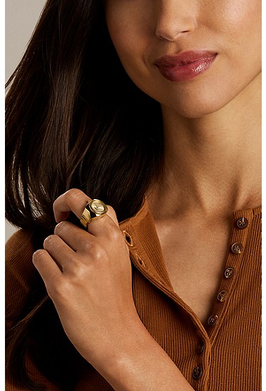 Watch Ring 15mm Two-Hand Gold-Tone Stainless Steel - Image 2