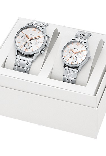 Fenmore 44mm Multifunction Silver-Tone Bracelet Watch Set - Image 6