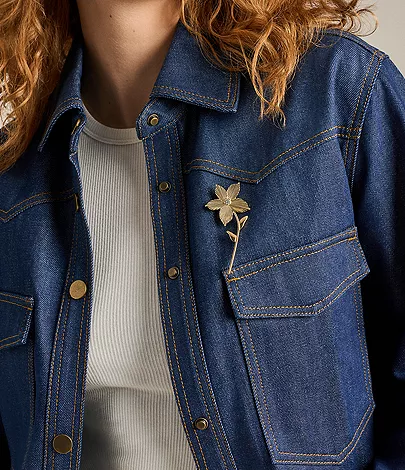 Sutton The Flower Collection Gold-Tone Stainless Steel Pin Brooch - Image 2