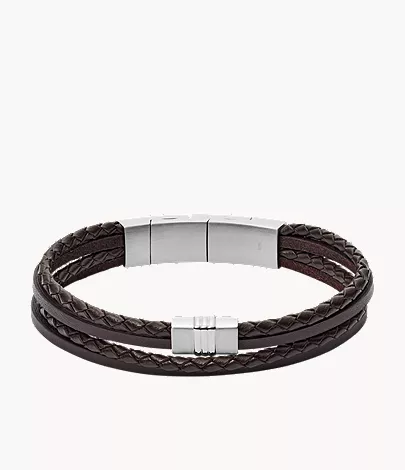 Brown Multi-Strand Braided Leather Bracelet