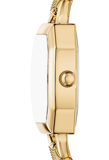 Harlow 22mm Three-Hand Brown Leather and Gold-Tone Stainless Steel Watch - Image 4