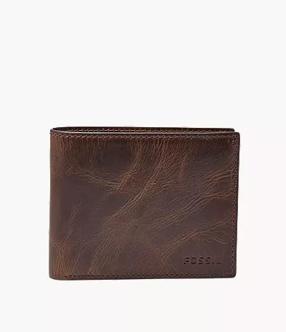 Derrick Leather RFID Bifold with Flip ID Wallet