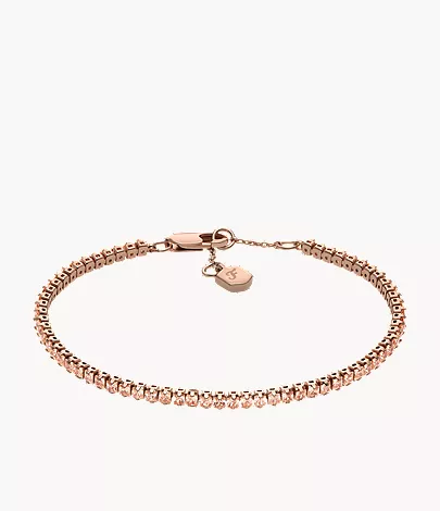Ellis Pav?? Glitz Rose Gold-Tone Brass Tennis Chain Bracelet