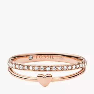 Sutton Hearts To You Rose Gold-Tone Stainless Steel Band Ring