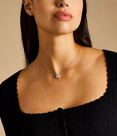 Ellis Glitz Disc Two-Tone Stainless Steel Necklace and Earrings Set - Image 2