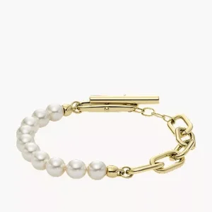 Heritage Pearl D-Link Gold-Tone Stainless Steel Chain Bracelet