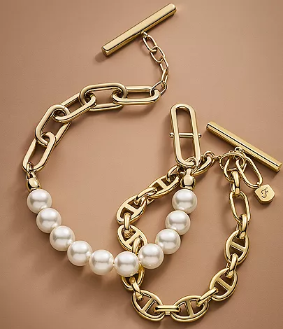 Heritage Pearl D-Link Gold-Tone Stainless Steel Chain Bracelet - Image 5