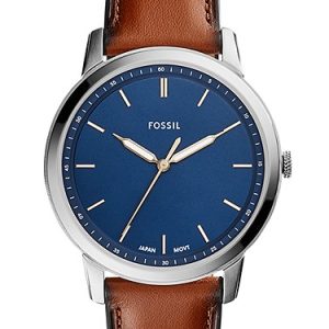 Minimalist 44mm Three-Hand Light Brown Leather Watch