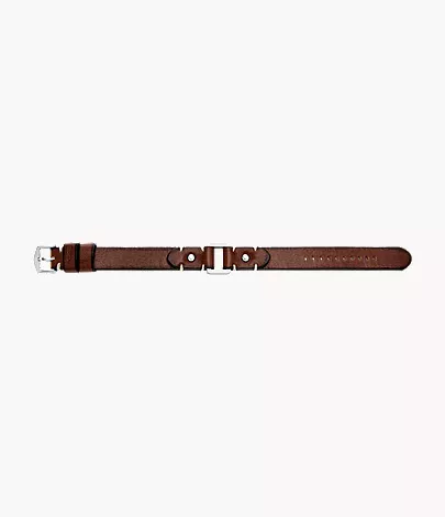 Machine Rugged Stainless Steel and Brown Leather Strap Bracelet - Image 5
