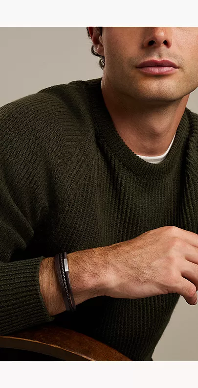Brown Multi-Strand Leather Bracelet - Image 2