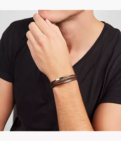 Brown Multi-Strand Leather Bracelet - Image 4