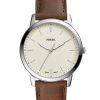 Minimalist 44mm Three-Hand Brown Leather Watch