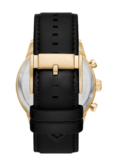 Flynn 48mm Chronograph Black Leather Watch - Image 2