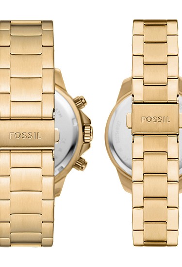 His and Hers Multifunction Gold-Tone Stainless Steel Watch Set - Image 2