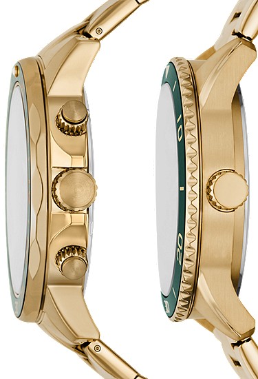 His and Hers Multifunction Gold-Tone Stainless Steel Watch Set - Image 3