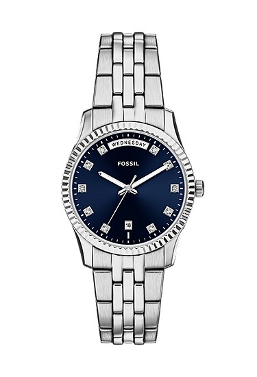 Scarlette 34mm Three-Hand Day-Date Stainless Steel Watch