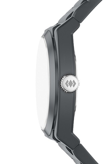 Everett 42mm Three-Hand Gray Silicone Watch - Image 4