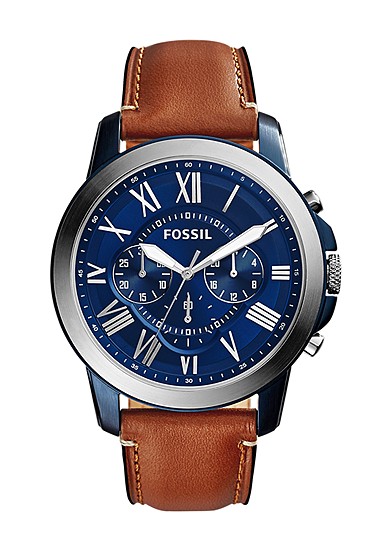 Grant 44mm Chronograph Light Brown Leather Watch