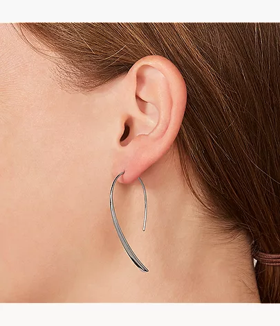 Ellis Iconic Stainless Steel Bevel Hoop Earrings - Image 3