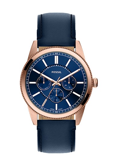 Pearson 42mm Multifunction Navy Leather Watch