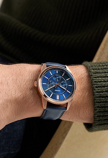Pearson 42mm Multifunction Navy Leather Watch - Image 2