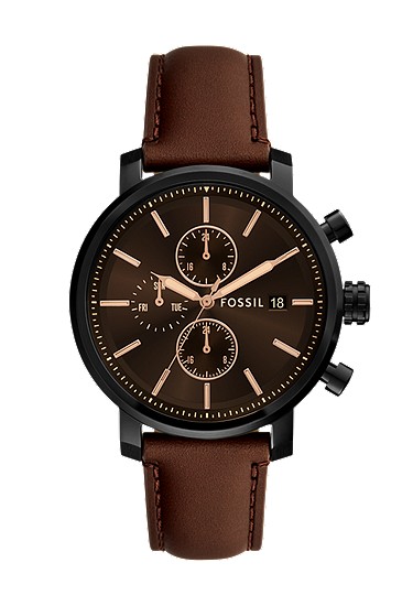 Rhett 43mm Multifunction Brown Leather Watch