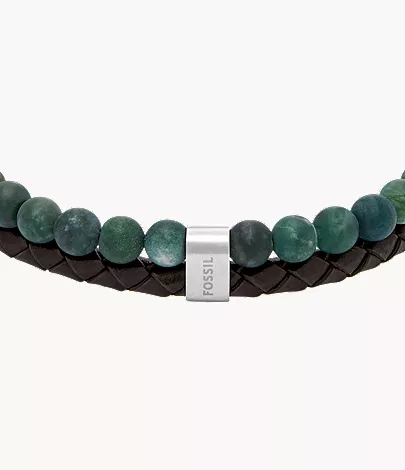 Beads Brown Leather Multi-Strand Bracelet - Image 3