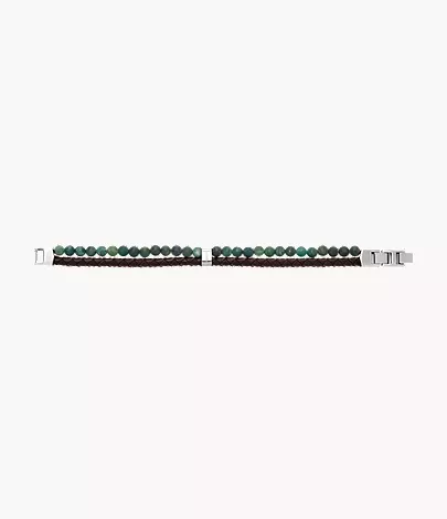 Beads Brown Leather Multi-Strand Bracelet - Image 5