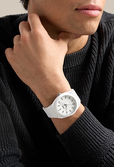 Everett 42mm Three-Hand White Silicone Watch - Image 2
