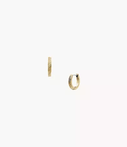 Harlow Linear Texture Gold-Tone Stainless Steel Hoop Earrings - Image 3