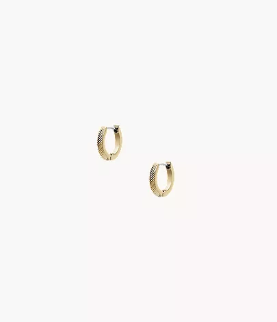 Harlow Linear Texture Gold-Tone Stainless Steel Hoop Earrings - Image 4