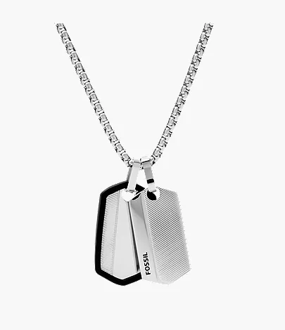 Harlow Linear Texture Stainless Steel Dog Tag Necklace