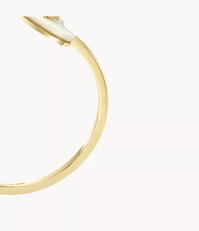 Sutton Radiant Love Gold-Tone Stainless Steel Mother-of-Pearl Heart Toi Et Moi Ring - Image 4