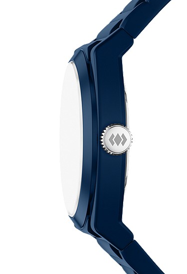 Everett 42mm Three-Hand Navy Silicone Watch - Image 4